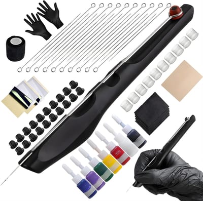 KAD® Tattoo Inkt - Inclusief Tattoo Machine - Tattoo Inkt Zwart - Zwart - 18cm x 9cm x 4cm