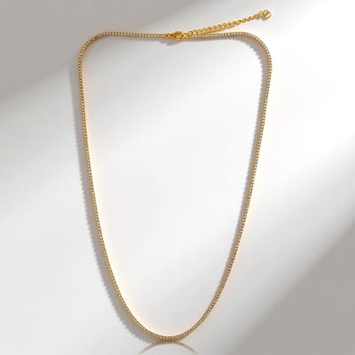 Cavill - Zilveren Halsketting - 925 Sterling Zilver Verguld - Witte Topaas 4,07 ct - 266 Ronde Geslepen Stenen - Tijdloze Luxe 45,7 cm
