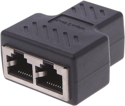 Ethernet Splitter Adapter - RJ45 Splitter - Netwerk Uitbreiden - 1 In 2 Uit - 45x40x20 mm - Zwart