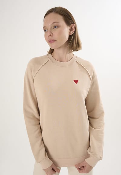 Felix Hardy Basic Sweatshirt Ronde Hals Katoen Dames Beige - M