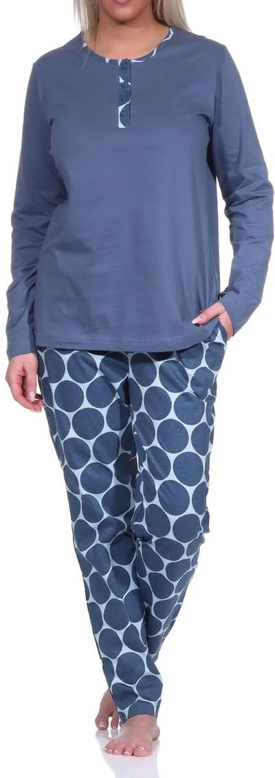 Elegante dames pyjama lange mouw met pyjamabroek in stippen / dots look