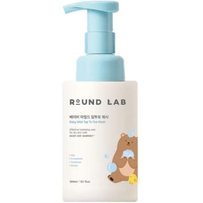 ROUND LAB Baby Mild Top-tot-Teen Was 300ml – Zachte Baby Haren & Lichaamsreiniger voor Gevoelige Huid Dagelijkse Verzorging white