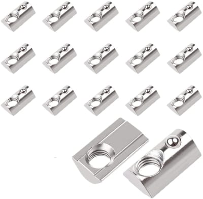 Set van 100 M6 Sleufmoeren voor T-groefstenen - Inclusief centrumbal, smeernut en veerbal voor CNC 3D-printer en aluminium profiel extrusie