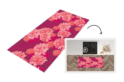 Keukenloper - Loper keuken - Luipaard - Dierenprint - Pioenroos - Patroon - 120x50 cm - Keukenloper vinyl