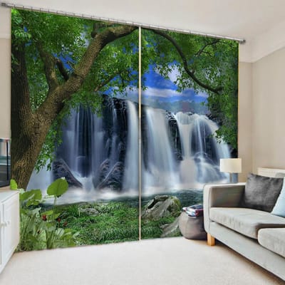 Tuinstenen Bamboe Bos Gordijnen Voor Woonkamer Moderne Raamgordijnen Voor Slaapkamer Gordijnen Draperieën Jaloezieën Raam cortinas (50W130H)x2(CM)&Rod Pocket