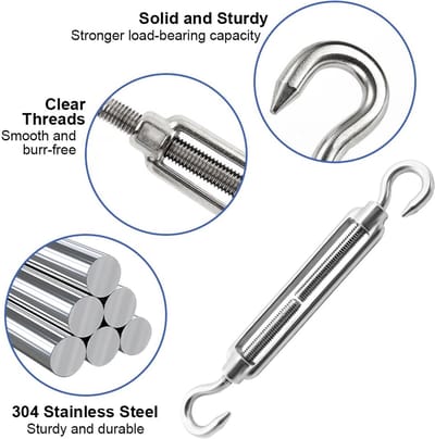 Turnbuckle M6 - RVS 304 - Verstelbare spanbanden - Ideaal voor tuinbedrading en zonneschermen - SnelShoppen