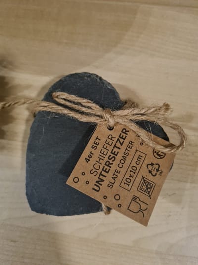 5Five Onderzetters voor glazen - 4x stuks - hartjes - Leisteen - 10 x 0.8 cm - glasonderzetters