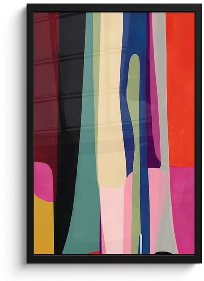 Poster in lijst - Fotolijst 40x60 cm - Posters - Kleurbanen - Verticaal - Kleurrijk - Posterlijst zwart - Decoratie - Wanddecoratie woonkamer - Muurdecoratie slaapkamer