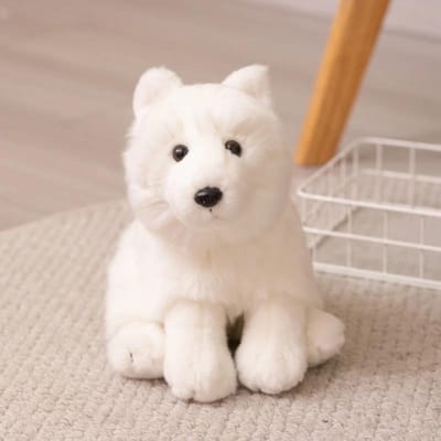 20 cm Witte Poolvos Pluche Speelgoed Zacht Pluizig Gevuld Wilde Dierenpop Realistische Vos Pluche Speelgoed Verjaardagscadeau Meisje 20cm white