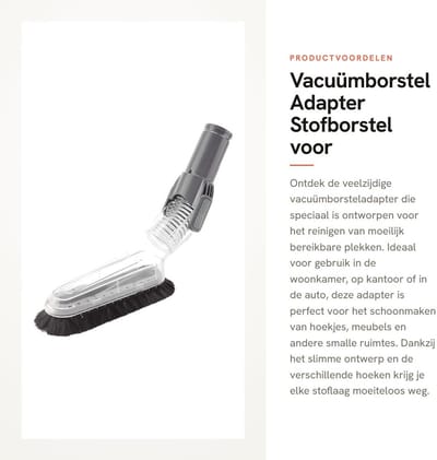 Dailygoods - Vacuümborstel Adapter - Stofborstel voor Hoeken - Handig en Compact - 35 mm-32 mm - Geschikt voor Meubelplafondstofzuiger - Voor Nauwkeur...