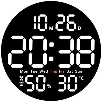 longziming -Moderne LED Wandklok 25 cm – Elegant– Stijlvol– Multifunctioneel– Timer & Countdown– Duidelijk Display– Twee Alarmen–Wit