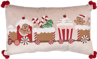 Clayre & Eef Sierkussen 50x30x4 cm Beige Polyester Kerstboom