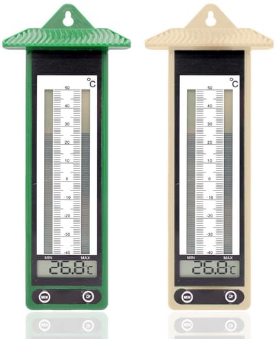 Buitenthermometer Set - Digitale Weerstation - Temperatuur Meten - Min Max Geheugen - 22 cm - Beige Groen