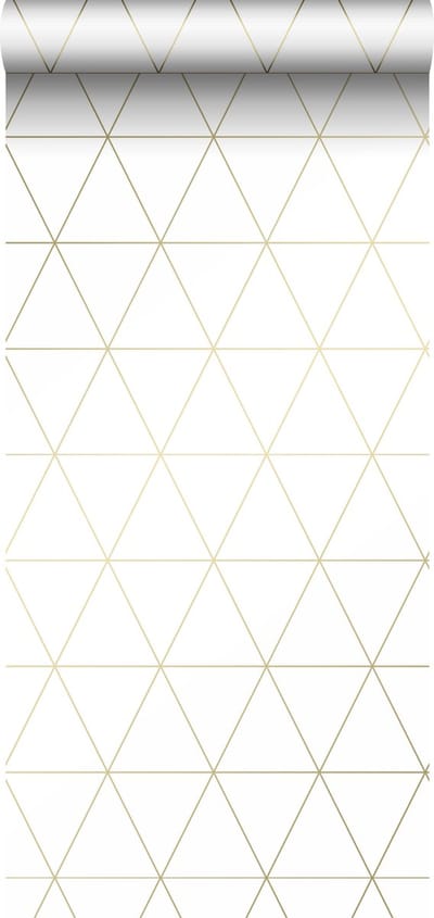 Origin Wallcoverings behang grafische driehoeken wit en goud - 347682 - 0,53 x 10,05 m