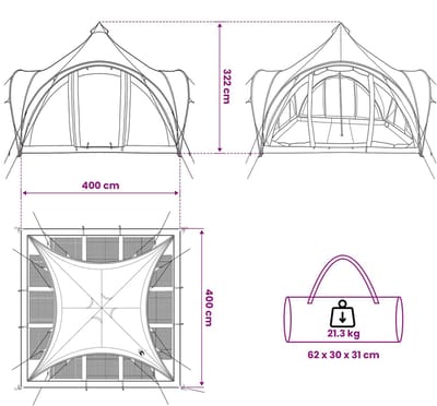 vidaXL - Tipi - Tent - met - dak - Grijs - en - Oranje - 6-persoons - Polyester - en - Staal