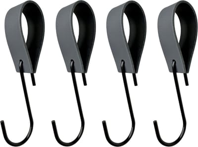Leathergoodz - Leren S-haak hangers - Donkergrijs - 4 stuks - 16 x 2,5 cm - max ø38mm - Leer - handdoekhaakjes - Ophanghaken – kapstokhaak