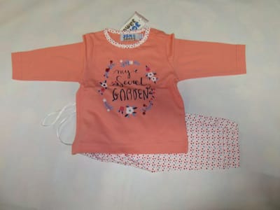 Wiplala - Jen & James - Pyjama - Meisje - Katoen - Orange - Bloem - 4 jaar   104