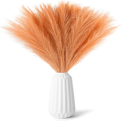 30 Stuks Pluizig Siergrassen Droogbloemen - 55 cm Oranje Decoratie voor Woonkamer en Bruiloft