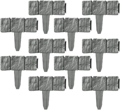 Tuinafscheiding Imitatie - Nepstenen Borders - Tuin Organiseren - Geen Graafwerk - 10 Stuks - Grijs