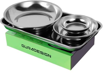 Magnetische Gereedschapslades Set - 4-delig voor Mechanica - Roestvrij Staal Heavy Duty - Vierkant en Ronde