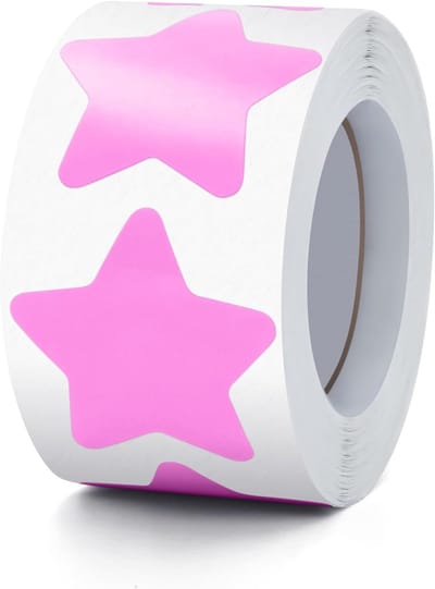 Ster Stickers - 3.8 cm Roll - Zelfklevende Sterren Labels - Kerst Ster Beloningsstickers - Decoratie voor Kinderen - Leraren - Bedrijven - Verpakking van 500