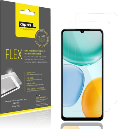 dipos – 2x Beschermfolie geschikt voor Honor Play 70C | 3D Full Cover Screenprotector | 100% Passend
