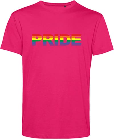 T-shirt PRIDE Regenboog | Gay pride shirt kleding | Regenboog kleuren | LGBTQ | Roze | maat XS