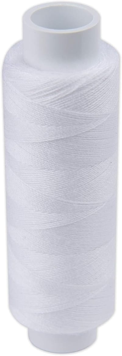 Famanu – Sterke polyester professionele naaigaren, wit, fijne spoelstructuur, 200 m – 220 yd voor hand- en machinaal gebruik