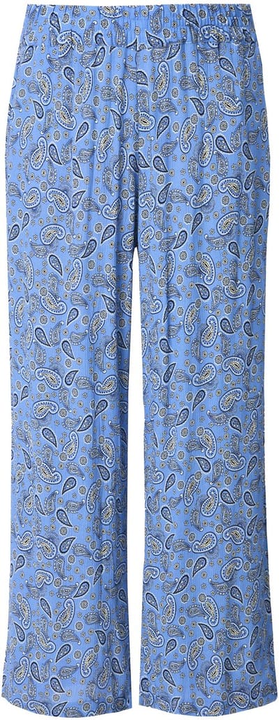 Studio Untold - Dames - Instapbroek wijde pijpen paisleyprint - Azuurblauw - Maat 44