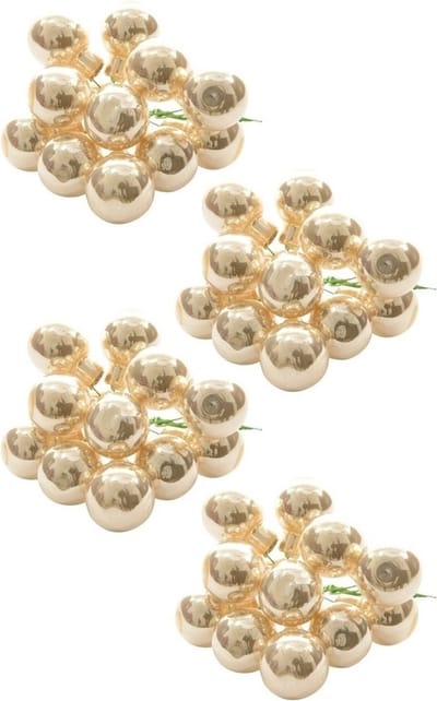 40x Mini glazen kerstballen kerststekers/instekertjes parel 2 cm - Parel kerststukjes kerstversieringen glas