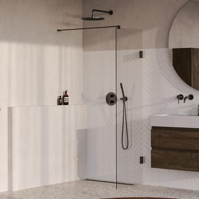 Brauer Void - Inloopdouche - Helder Glas - 50 x 200 cm - incl. Glascoating - PVD Gunmetal Geborsteld