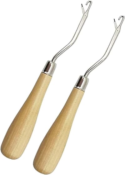 Ergonomische haaknaalden set van 2 met houten handvatten, gebogen haaknaalden voor beginners en knutselen