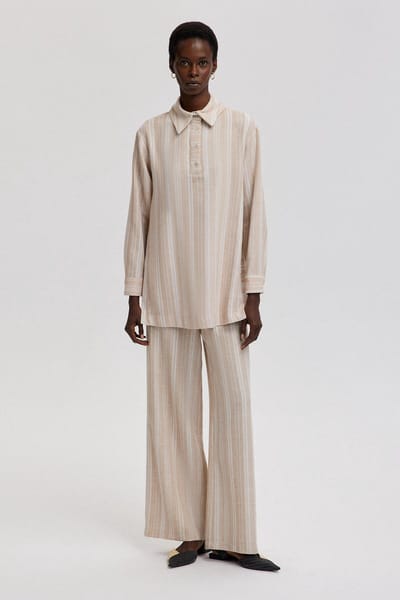 Touché Privé - Gestreepte tuniek met kwastjes - Beige - Dames
