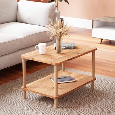 Stijlvolle Salontafel Houtlook met Opbergplank voor Woonkamer