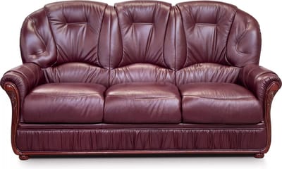 Vente-unique Driezitsbank DAPHNE van 100% buffelleer - Bordeaux-rood