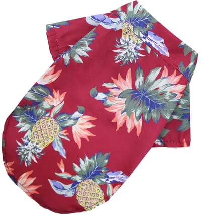 OLOEY Leuke T-shirts met Hawaiiaanse strandprint voor honden en katten- geschikt voor kleine tot middelgrote honden en katten- Cool zomervestje- kampeershirt- kleding (ROOD- XL)