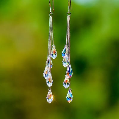 Boucles d'oreilles à pampilles en cristal tendance, Boucles d'oreilles longues et élégantes, Cadeau romantique pour la Saint-Valentin, Boucles d'oreilles pour femme yellow