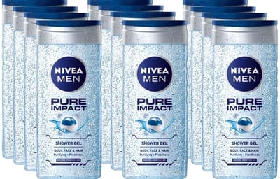 NIVEA MEN Pure Impact 3 in 1 Douchegel - 12 x 250 ml Voordeelverpakking