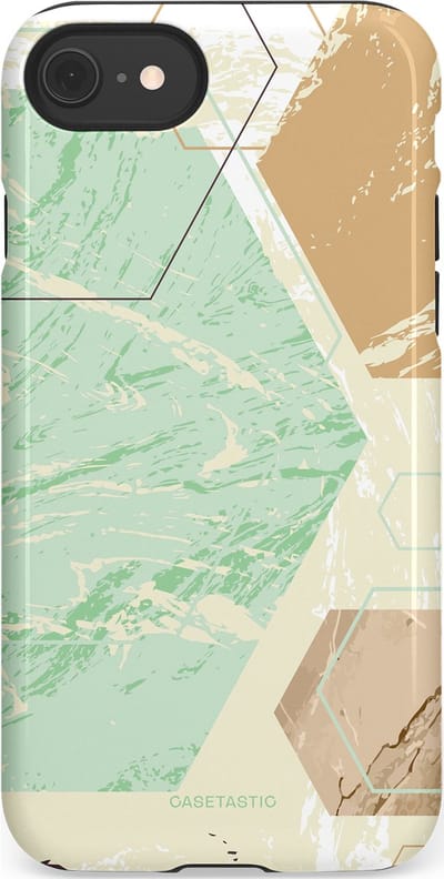 Casetastic hoesje geschikt voor Apple iPhone SE / Apple iPhone 7 / Apple iPhone 8 - Dubbellaagse bescherming - Vlaklicht - Fashion Case - Crème Mintgroen Wit Lichtgrijs