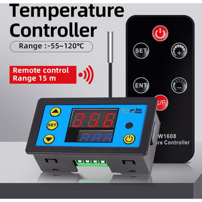 Digitale Temperatuurregelaar met Afstandsbediende NTC-sensor Thermostaat voor Koelkast Vriezer DC 12V blue