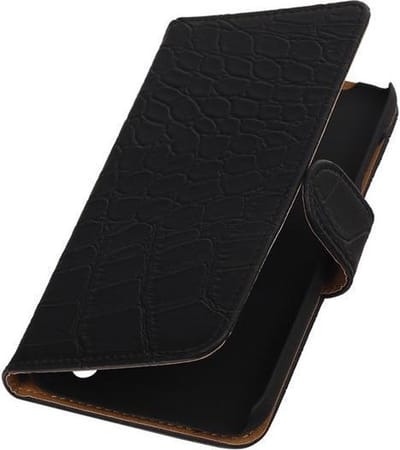 Huawei Y625 - Krokodil Zwart Booktype Wallet Hoesje
