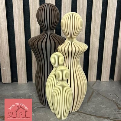 Familie-/ Gezinsbeeld - Ouders met 2 kinderen - Donkerbruin/ Wit/ Latte- 3D geprint