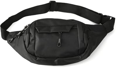 Decopatent - Heuptas - Met 4 Vakken en Ritssluiting - Buideltas Festival, Wandelen & Sport - Money Belt - Unisex Heuptasje Heren & Dames - Compact Outdoor Buideltasje - Afm. 36x10x17 Cm - Kleur: Zwart