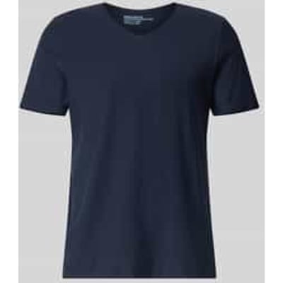 T-shirt met V-hals en rolzoom