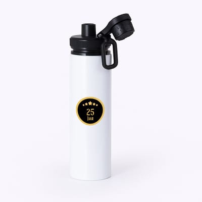 Hacebo® - 25 jaar waterfles met draaidop zwart - iemand die 25 jaar is geworden of 25 jaar lang een relatie hebben of getrouwd zijn - verjaardagscadeau - verjaardag - cadeau - kado - geschenk - gift - relatie - water fles - 850ML