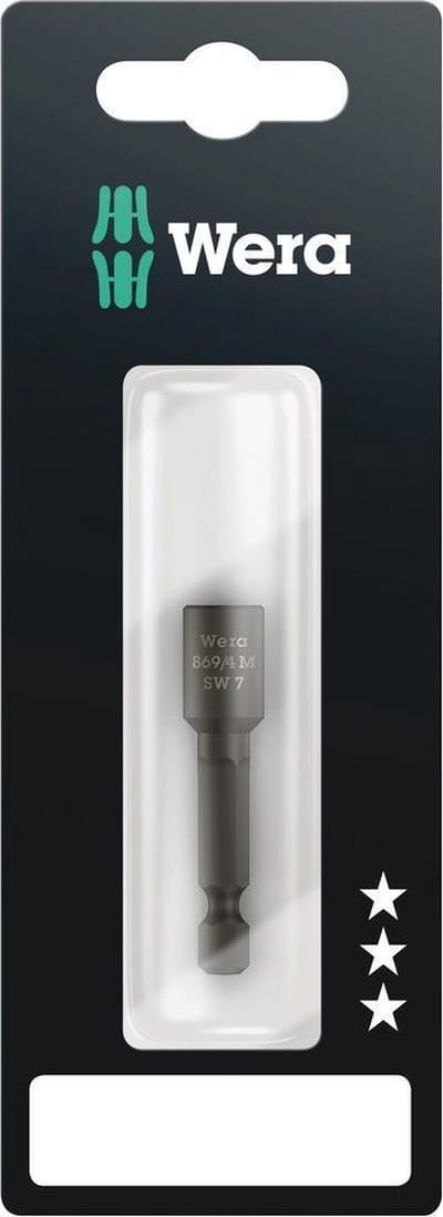 Wera 869/4 M 05073502001 Dopsleutel-machinebit 7 mm 1/4 inch Aandrijving 1/4 (6,3 mm) 50 mm 1 stuk(s)