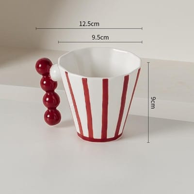 Eenvoudige Retro Gestreepte Creatieve Keramische Mok Hoge Waarde Niche Design Stel Waterbeker Ontbijt Koffiekop 301-400ml gray