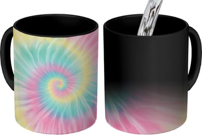 Magische Mok - Foto op Warmte Mokken - Koffiemok - Pasteltinten - Tie dye - Roze - Magic Mok - Beker - 350 ML - Theemok