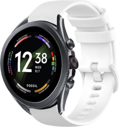 Strap-it Luxe siliconen bandje - geschikt voor Fossil Gen 5 / Gen 5e 44mm / Gen 6 44mm - wit