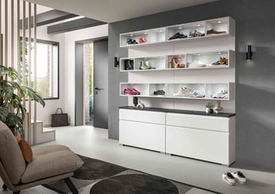 Shoelove schoenenkastcombinatie wit NB industrieel grijs NB - 27x190x194cm